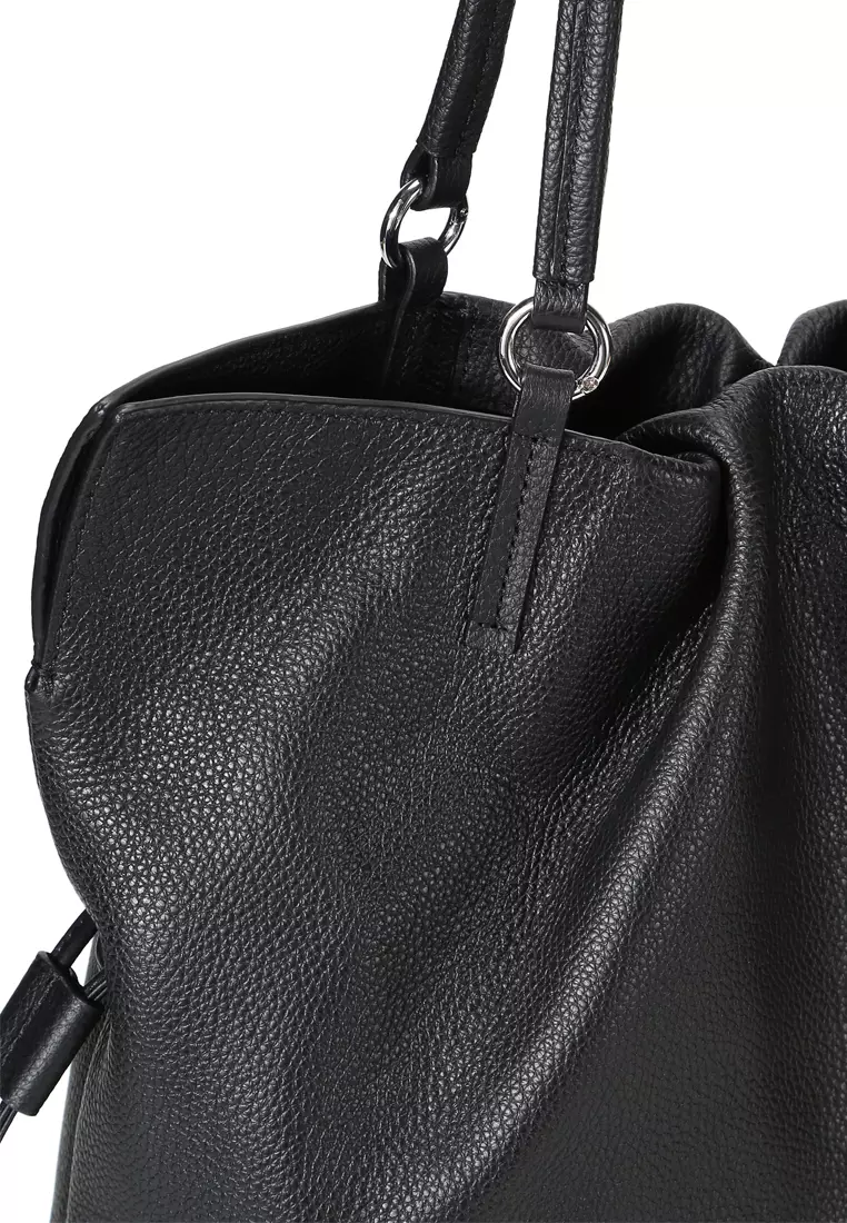GEORGIANA Ruched Shoulder Bag - Black