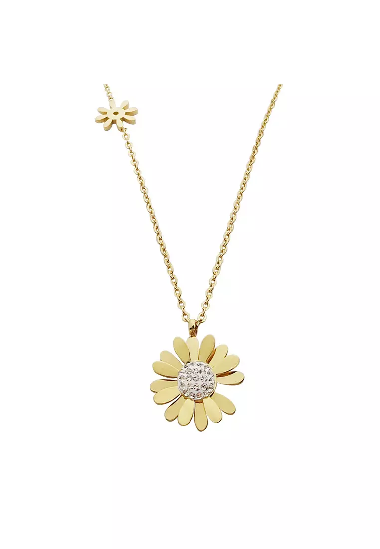 Gold flower chain best sale necklace