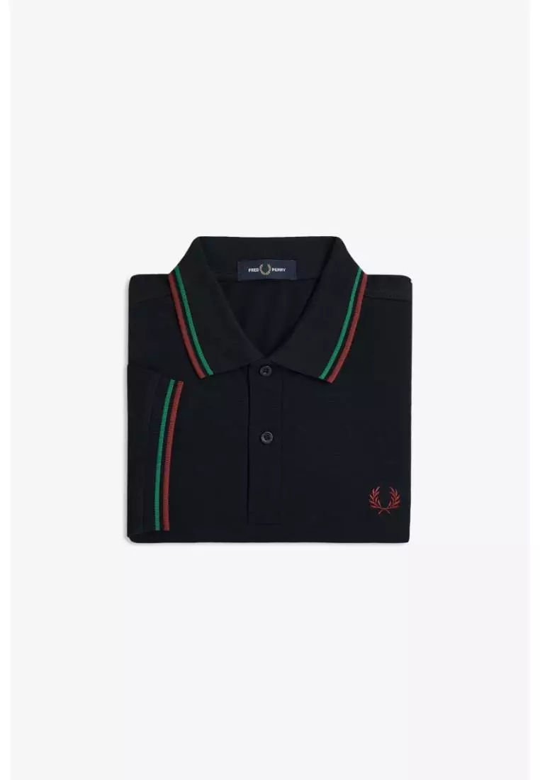 Fred Perry M3600 Twin Tipped Fred Perry Shirt (Navy / Sport Green / Burnt Red)