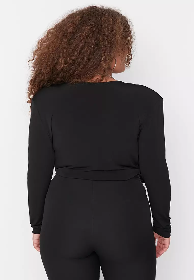 Plus Size Knitted Padding Double Breasted Bodybuilding with Snap fastener