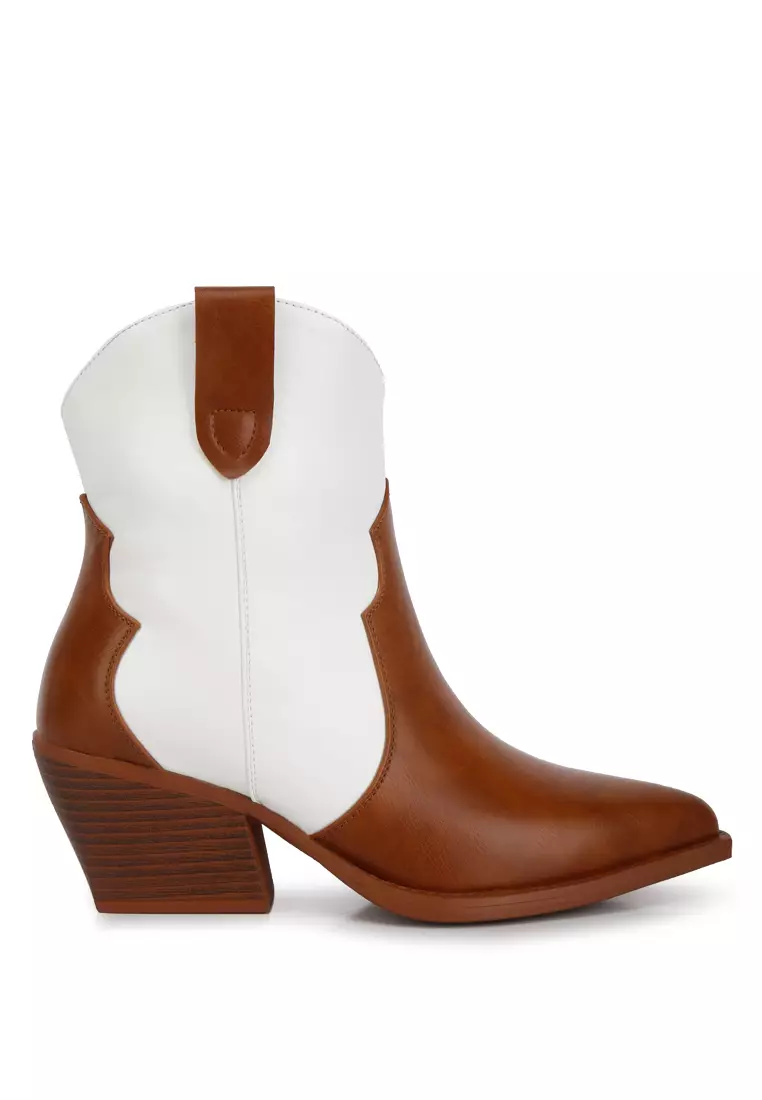 Discount on London Rag  shoes - SKU: Faux Leather Patchwork Boots In Tan