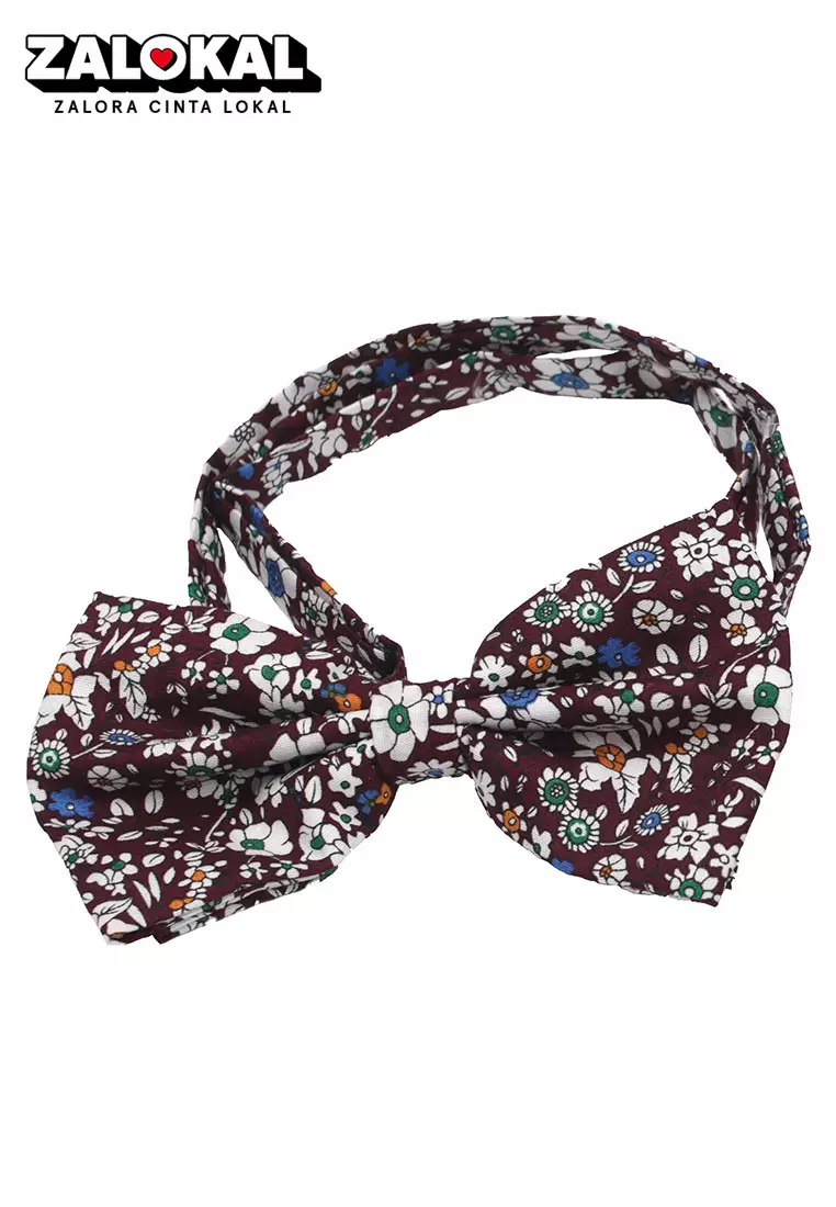 Dasi kupu Bowtie Coklat Bunga A28