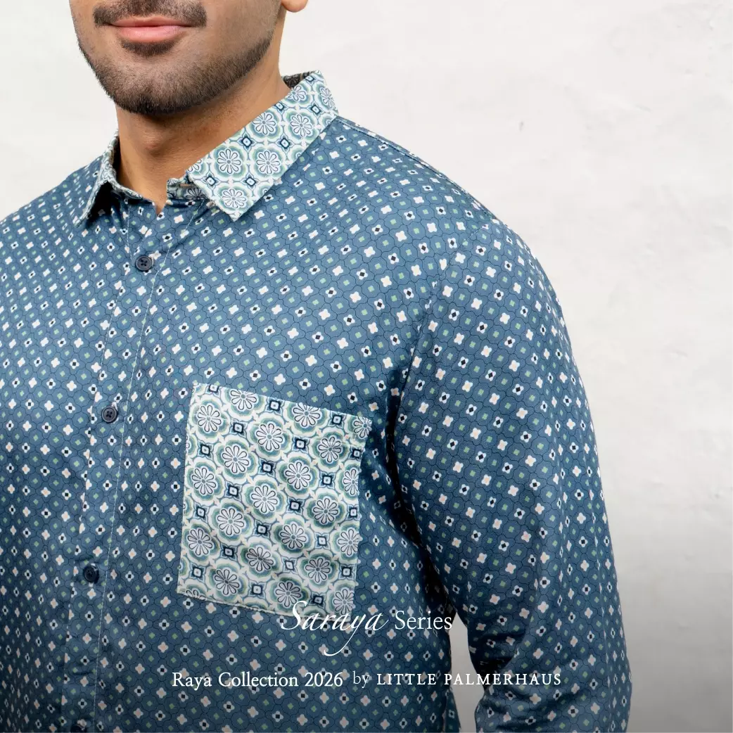 Little Palmerhaus - Baju Lebaran 2026 - Saraya Dad Shirt (Baju Koko Pria Dewasa) Slate Blue