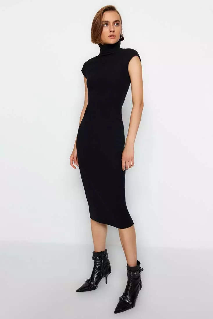 High neckline hotsell midi dress