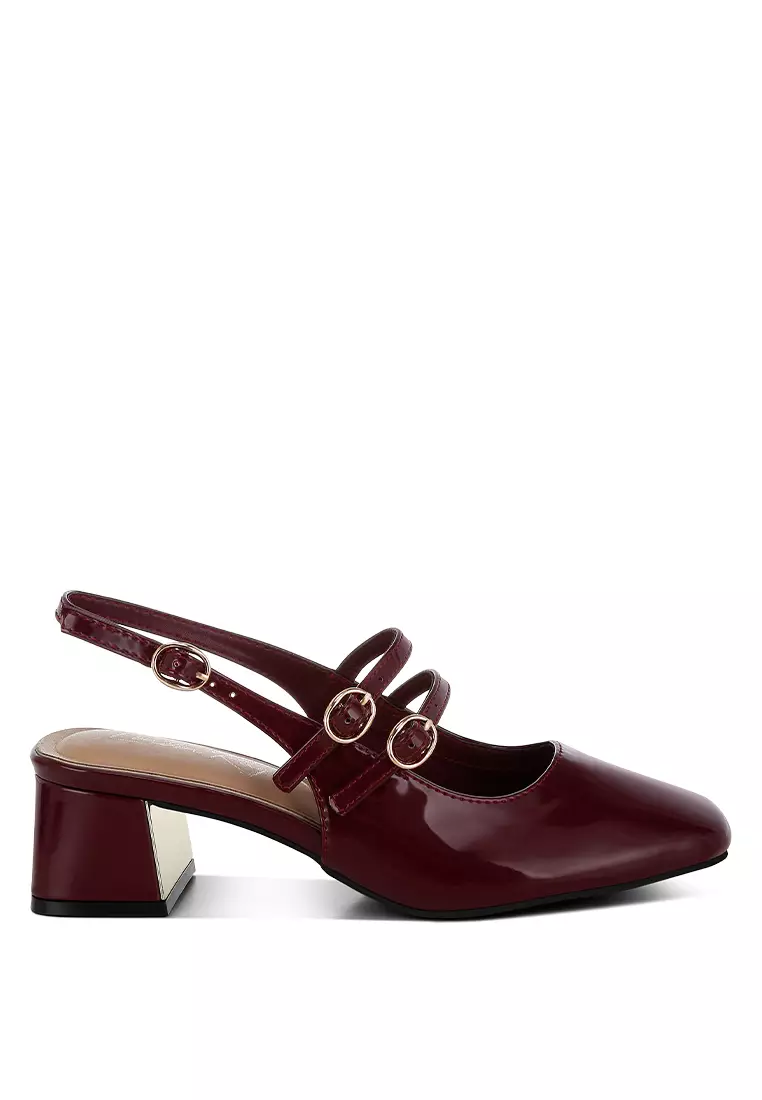 Discount on London Rag  shoes - SKU: Block Heel Slingback Sandals in Red