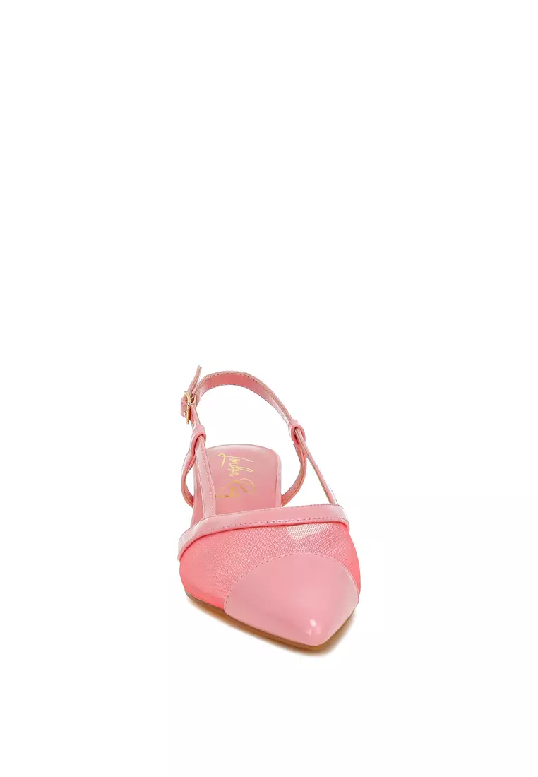 Sandal Slingback Jaring dalam Warna Pink