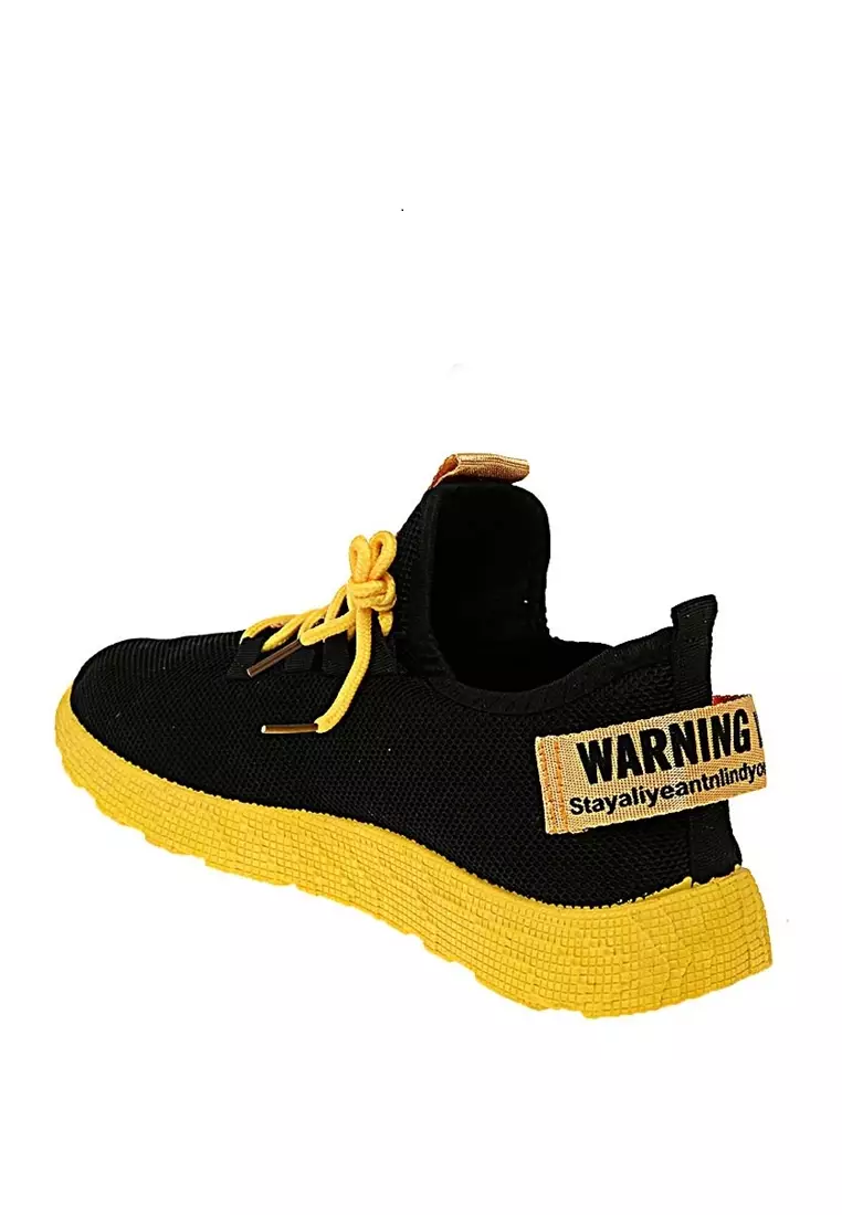 Chayton Sepatu Olahraga Pria Sneakers Warning Two Tone Casual Sport Shoes Material Fabric ORIGINAL - Black yellow