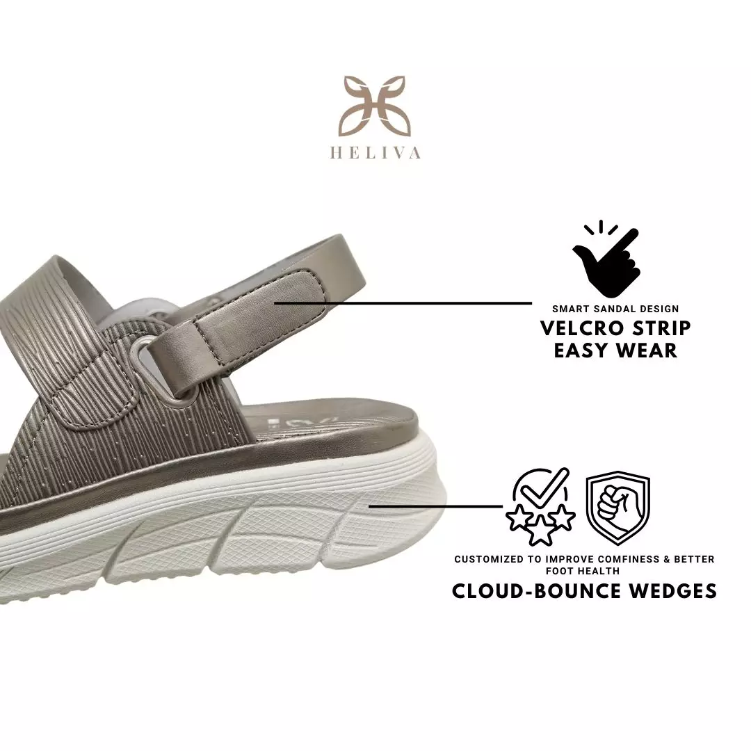 Heliva Shela Sandal Wedges Strap Ankle Wrap Sol 4cm