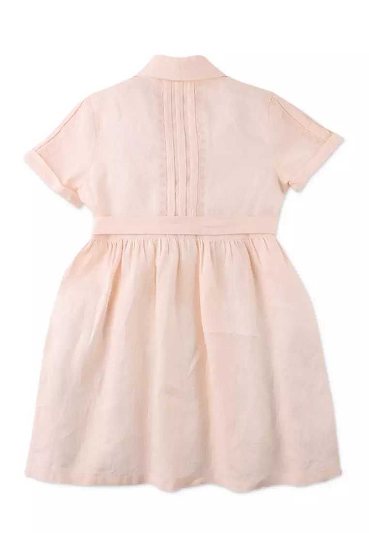 Girls Vera Pintuck Dress With Embroidered Details