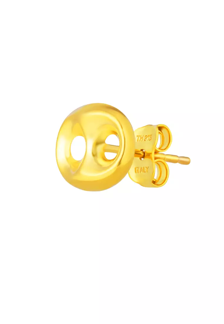 TOMEI Lusso Italia Oval Button Earrings, Yellow Gold 916