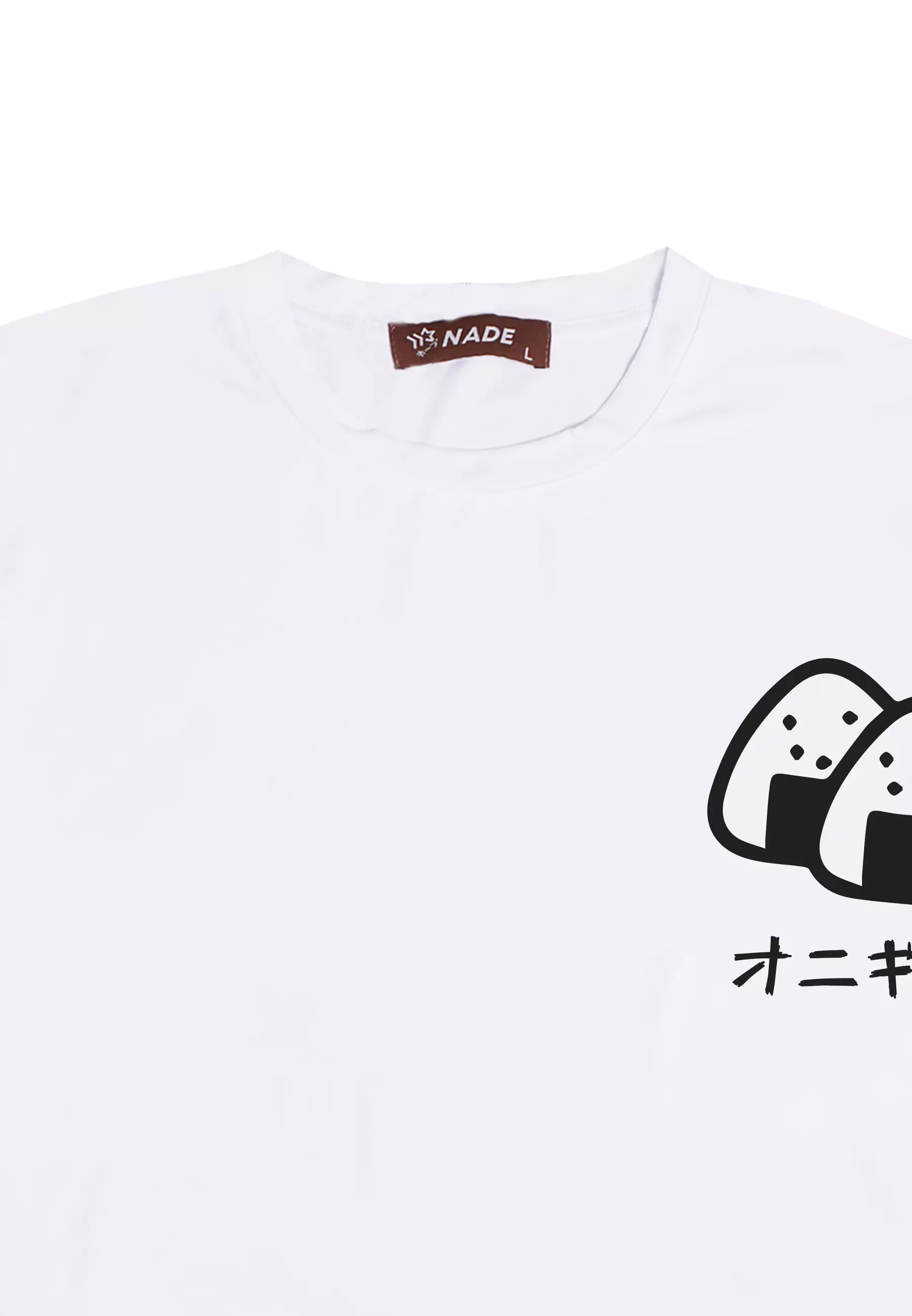 NTD27 kaos ringan anti kusut stretch cepat kering body fit pria Nade onigiri coklat muda putih