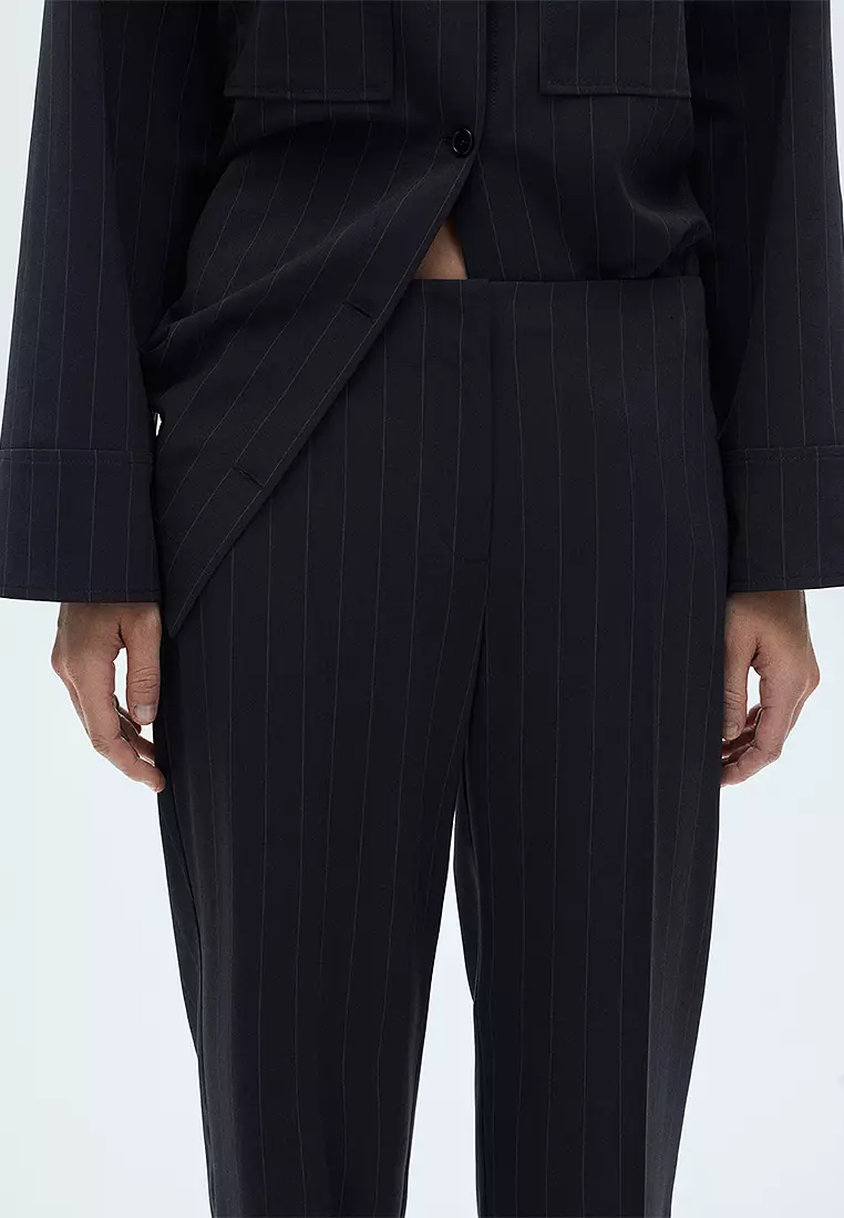 Chalk-Stripe Straight Trousers