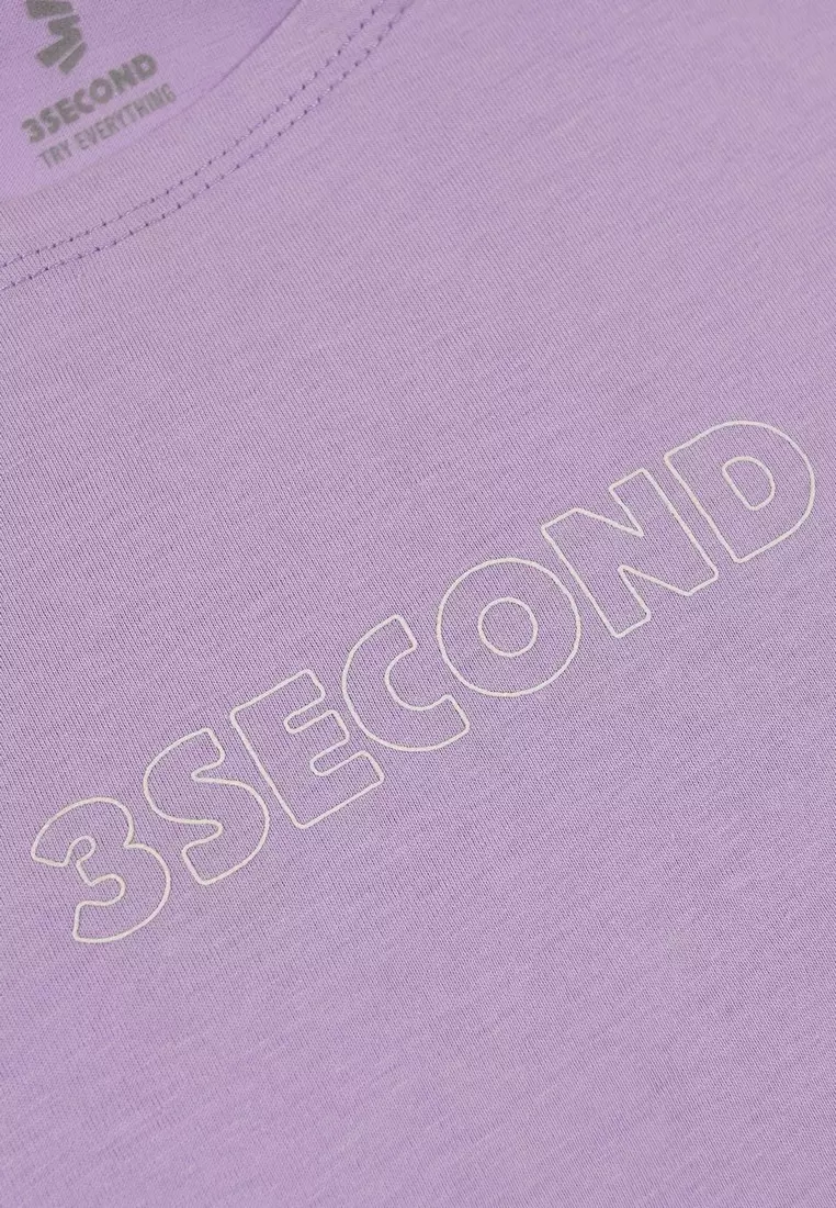 3Second Women's Basic T-Shirt Short Sleeve Boxy Fit Cotton Logo Script 3 OL-C080925