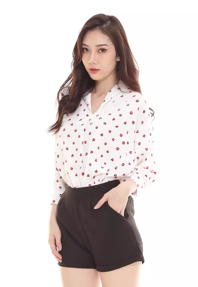 Chloe Loose Top in White Red