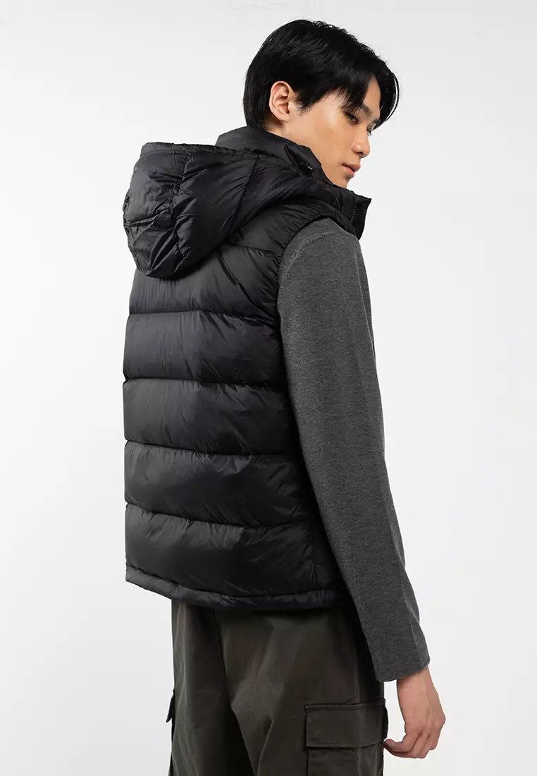 尼龍拉鍊可拆卸連帽羽絨背心