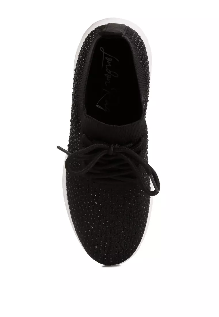 Buy London Rag Black Stud Embellished Lace Up Sneakers 2024 Online