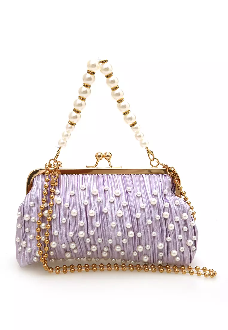 Eilaria Tas Selempang Pesta Wanita Hand Bag Mini Material Leather ORIGINAL - Purple