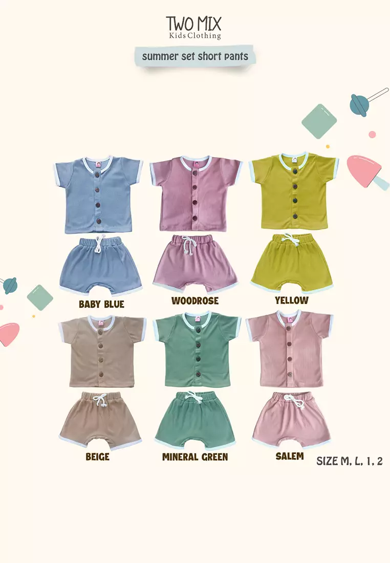 Two Mix - Setelan Baju Anak Lengan Pendek Perempuan / Laki-Laki - 0-2 Tahun 4360C Yellow