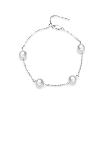 Glamorousky white 925 Sterling Silver Fashion Elegant Geometric Imitation Pearl Bracelet 724E4AC7F9E100GS_1