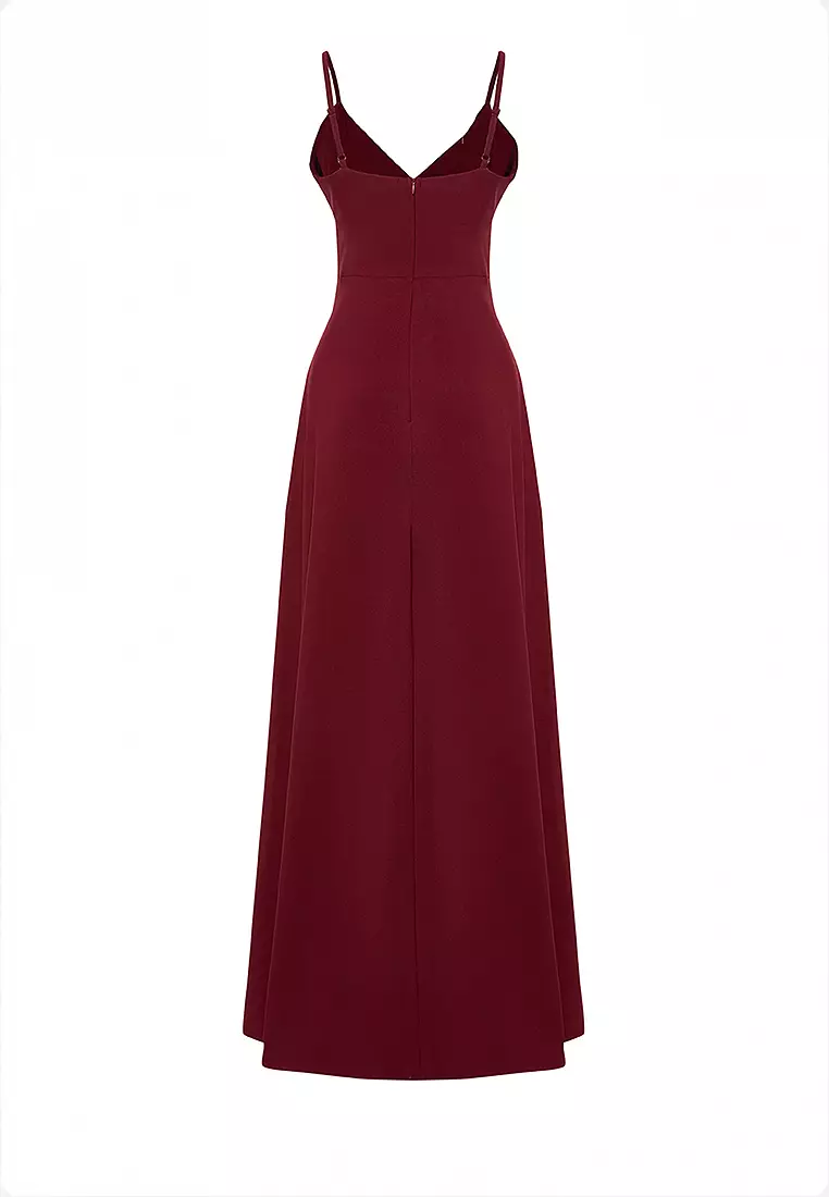 Slit Detail Long Elegant Evening Dress