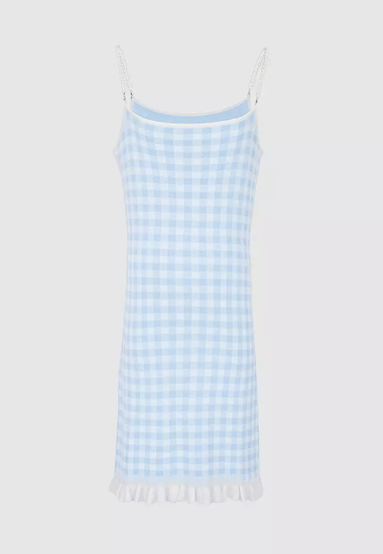 Checkered Frill Trim Cami Dress