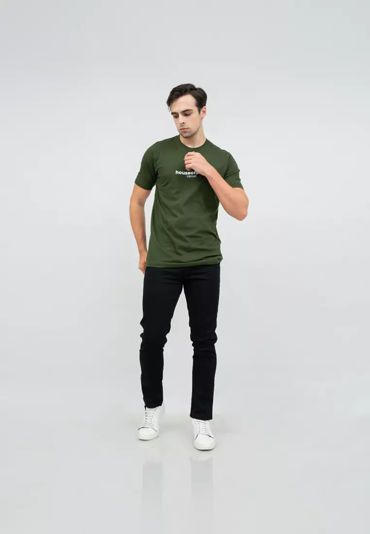 kaos pria lengan pendek california hijau army size jumbo houseofcuff