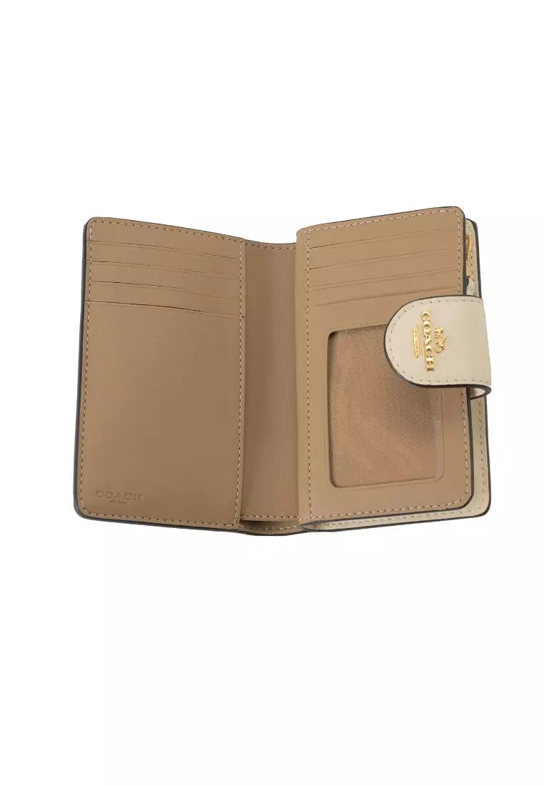 COACH 皮革女裝摺叠鈕扣錢包 (CR968) - IM /LIGHT KHAKI CHALK MULTI