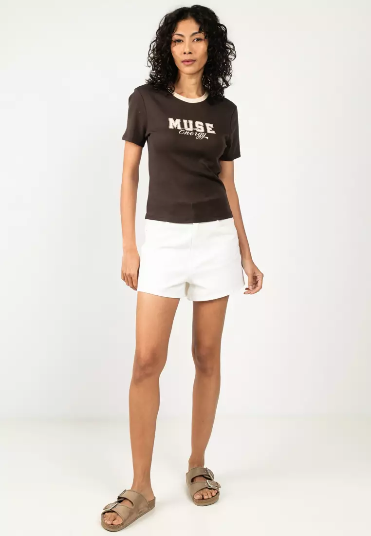 Short Sleeve Short Print Top