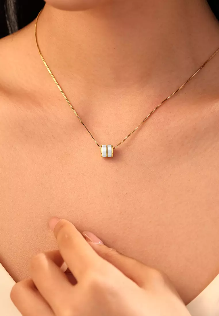 Kalung Wantia Korea Style Pasangan Original Cewek Titanium Kotak Indah gold