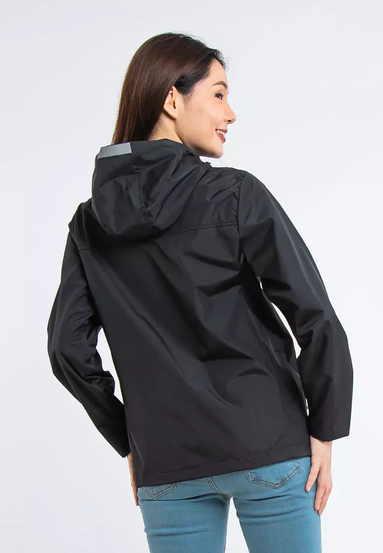 Forest Ladies Premium Windbreaker Women Trekking Biker Jacket Jogging Running Hoodie Waterproof Jacket - 830118 - 01Black