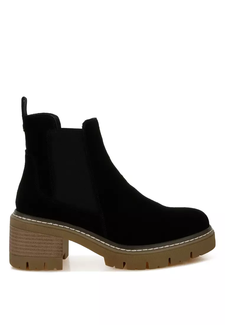 Buy Rag Suede Chunky Chelsea Boots in Black Online ZALORA