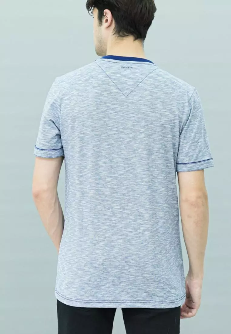 Johnwin - Kaos Henley - Kaos Lengan Pendek - Biru - APS.621.M407.01.C-S/S