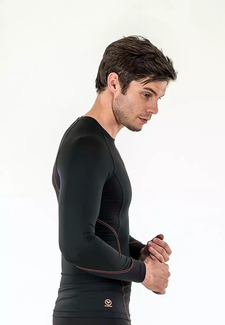 Men Diligent Compression Long Sleeve Top (Black/Orange)