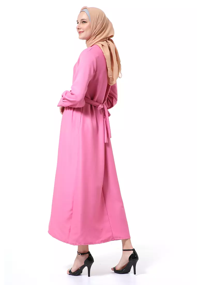 Kiyah Dress Button Muslimah Atasan Wanita Long Sleeve Premium Quality - Dusty