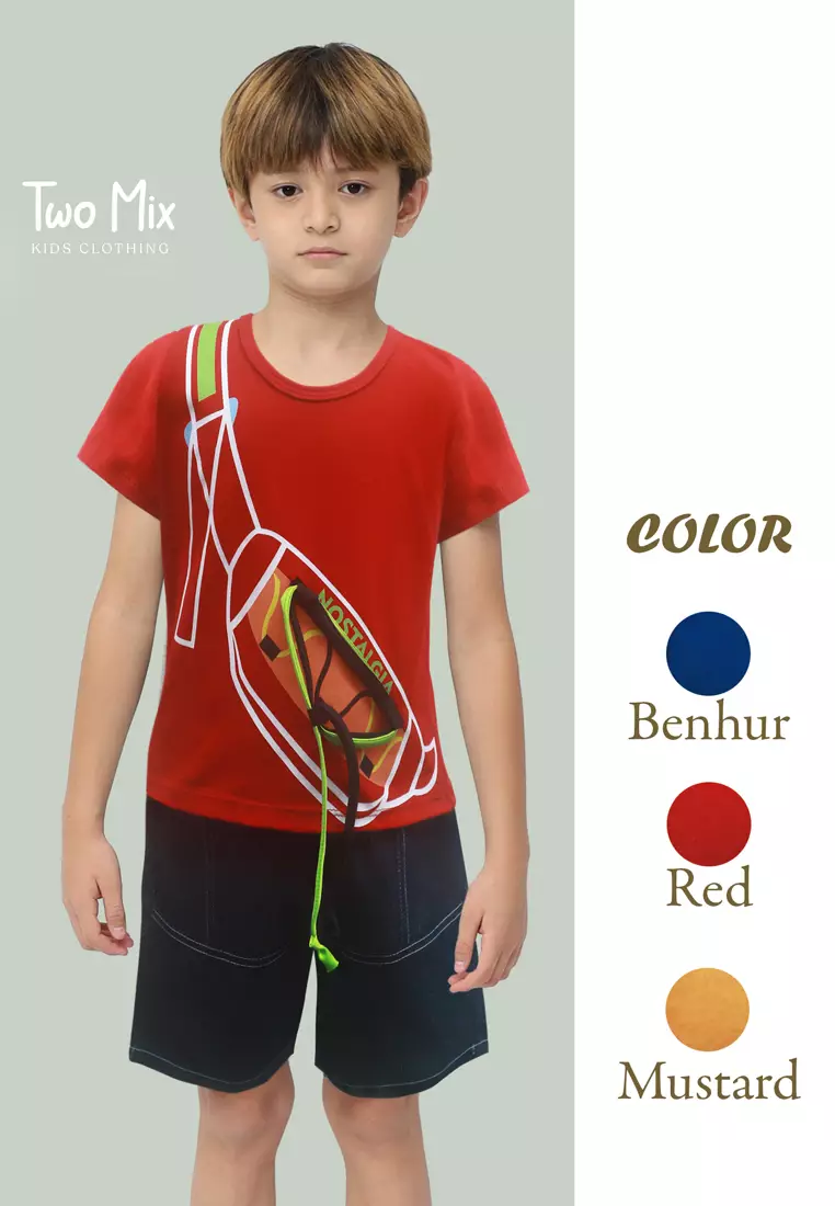 Two Mix Setelan Pakaian Anak Laki Laki Celana Jeans 1-8 Tahun 4330C Red