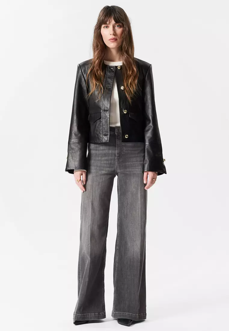 Wide Press-Crease Jeans