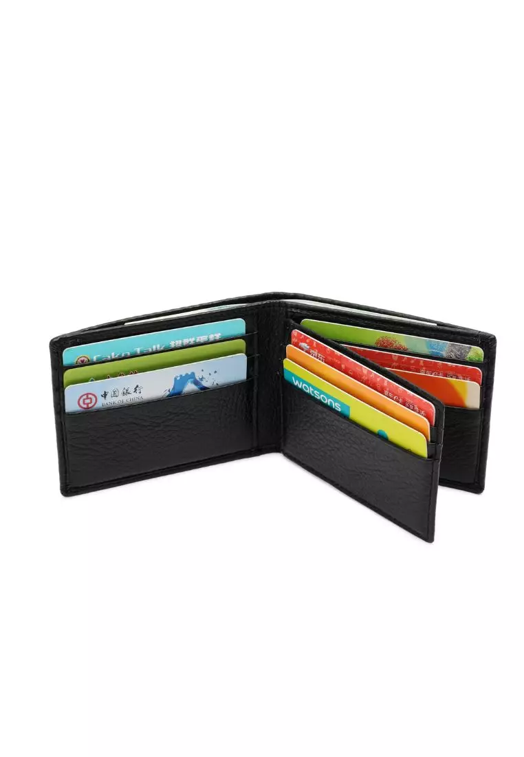 Men's RFID Bi Fold Genuine Leather Center FlapShort  Wallet