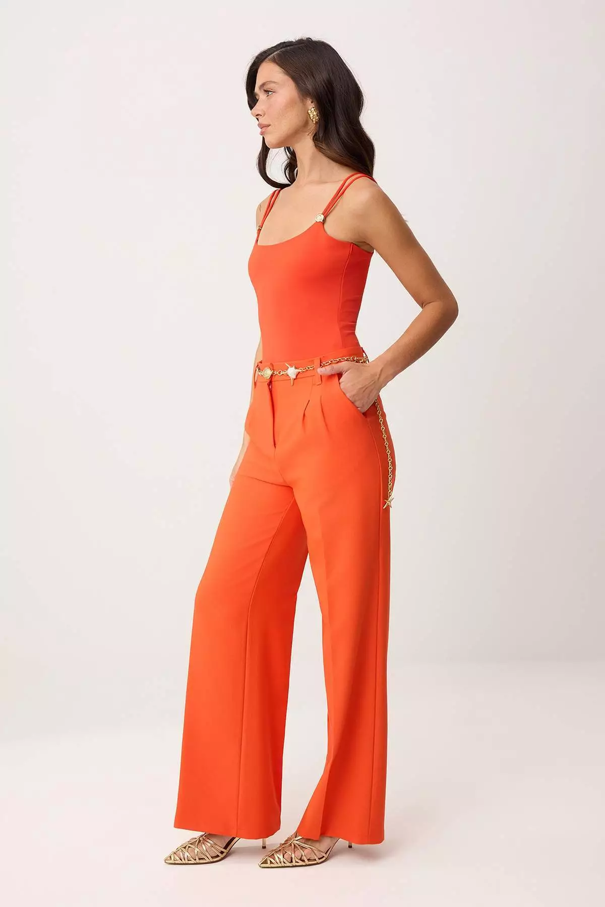 Pomegranate Flower Pleated Wide Leg Pants Twoaw25Pl19