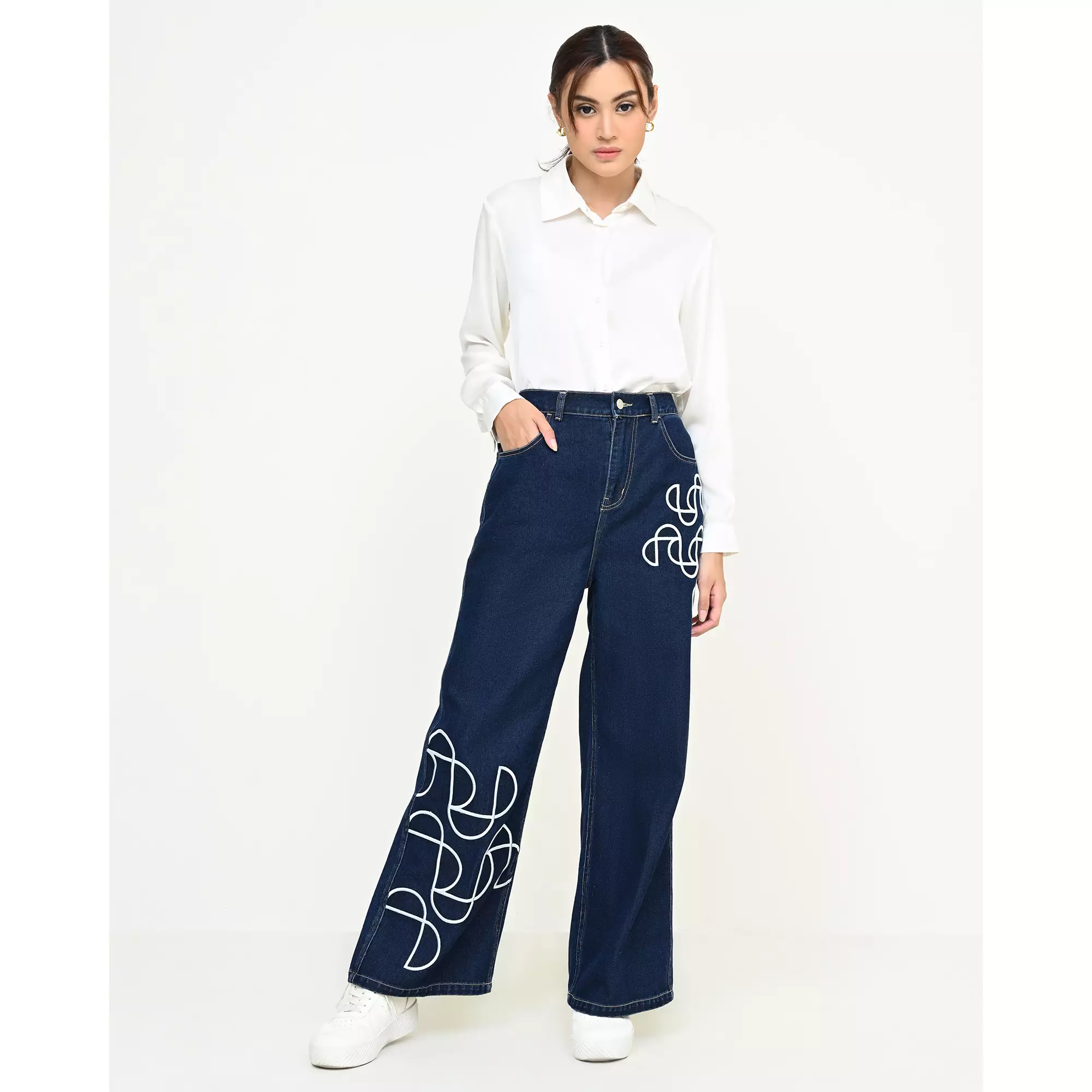 Geulis.id LOOMY DENIM PANTS / CELANA WANITA - DARKDENIM