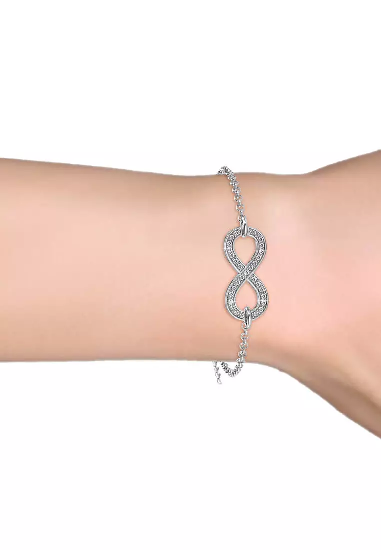 Infinity Eight Bracelet White Gold - Gelang Crystal Swarovski By Her Jewellery