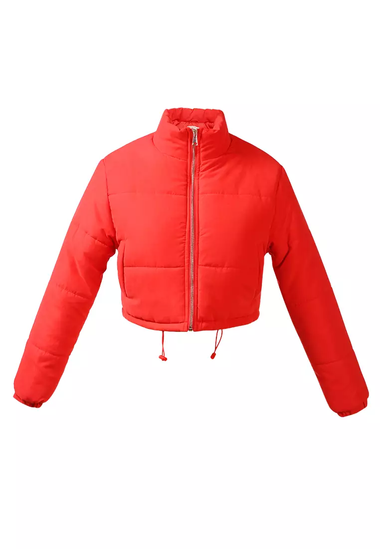 Red cropped puffer outlet