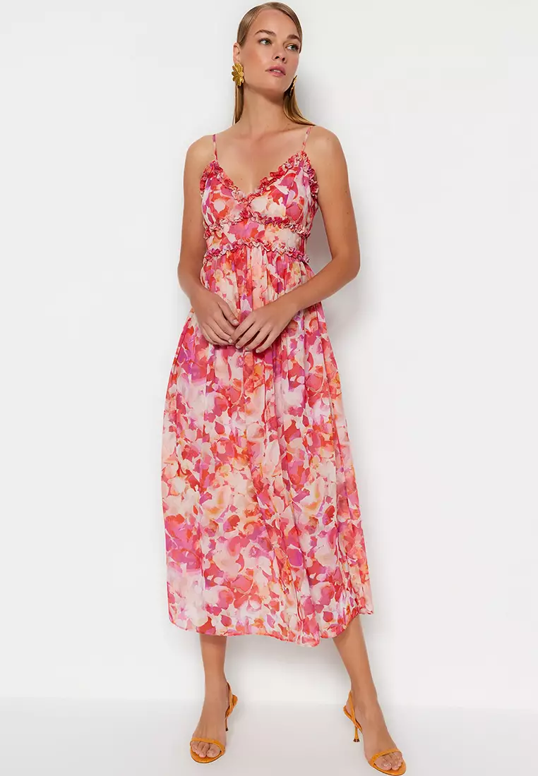 Frill Detailed Midi Dress