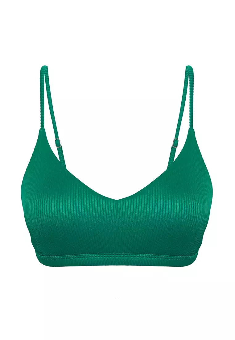 Green Bralette Textured Core Bikini Top