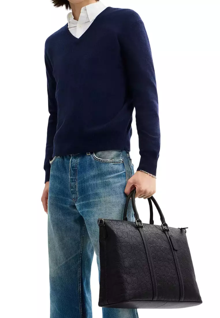 Caleb Work Bag In Signature Leather - Black CCF70