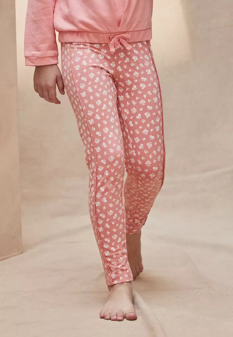 Pink Floral Print Leggings