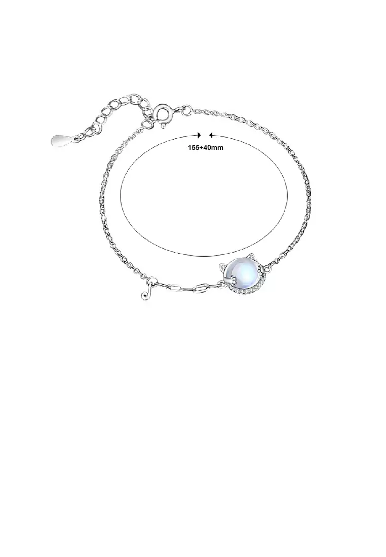 925 純銀可愛甜貓月光石手鍊