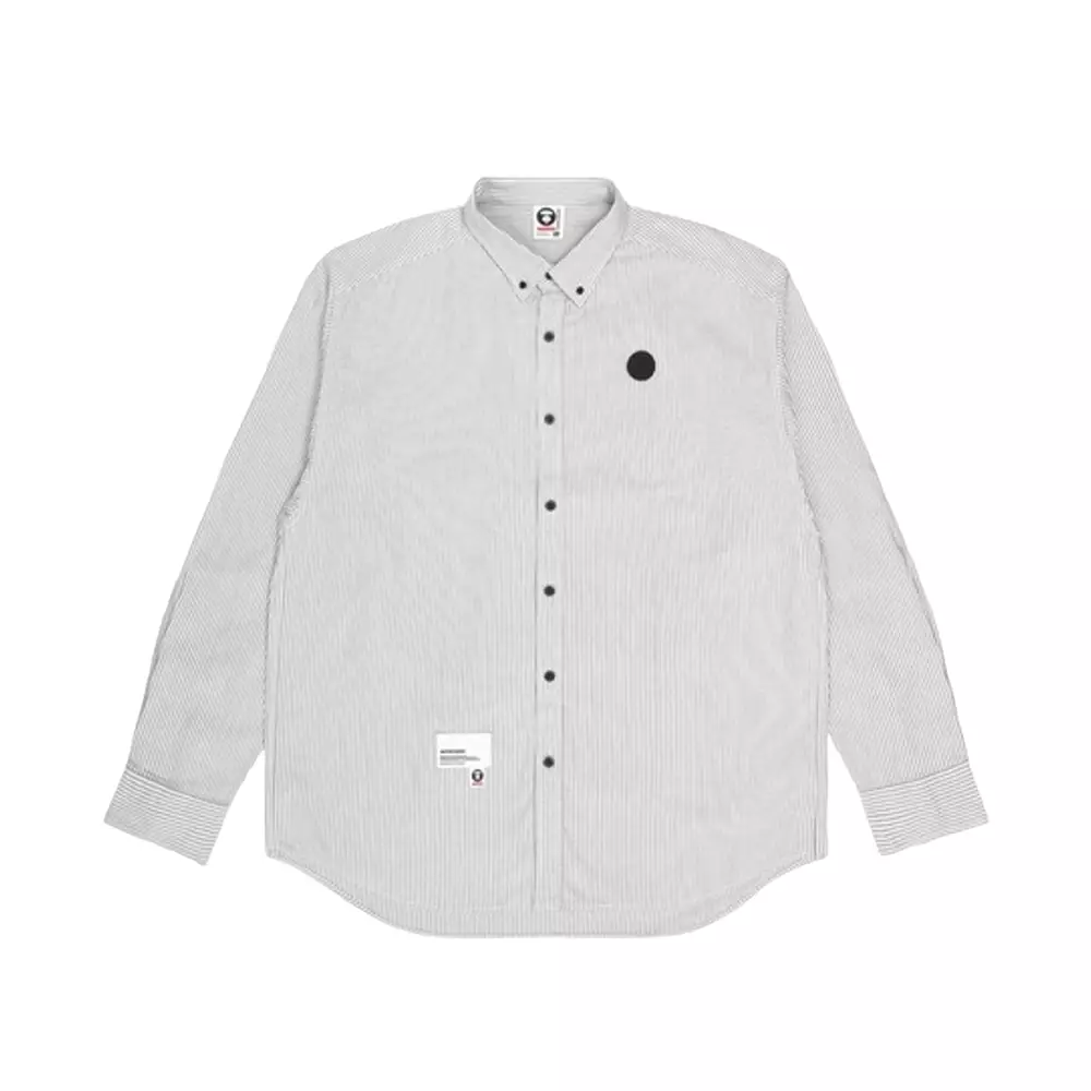 AAPE by *A Bathing Ape logo-patch Striped Cotton Shirt - Blue