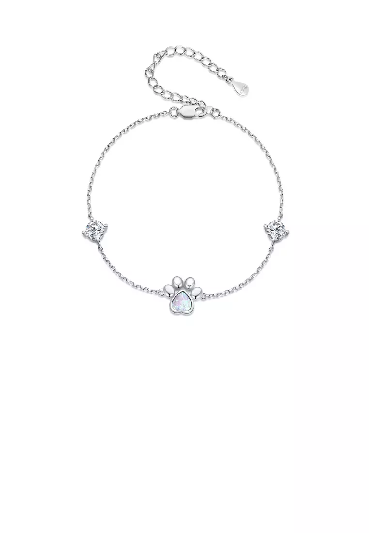 Buy Mooclife 925 Sterling Silver Simple and Cute Cat Paw Bracelet