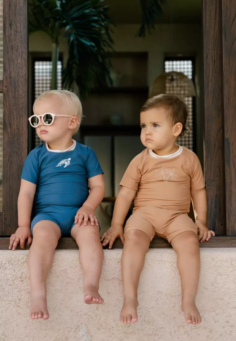 Noël Au Soleil Baby Unisex Short Sleeved Bébé Rompers Diving - Warm Cocoa