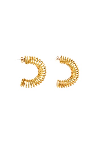 Mango gold Metallic Hoop Earrings F91B0AC82C33D6GS_1